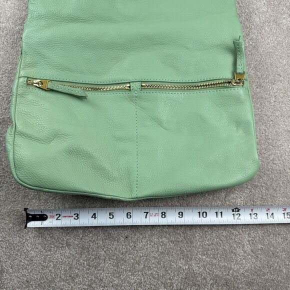Fossil Erin Foldover Leather Tote Crossbody Bag Teal green - Picture 6 of 13